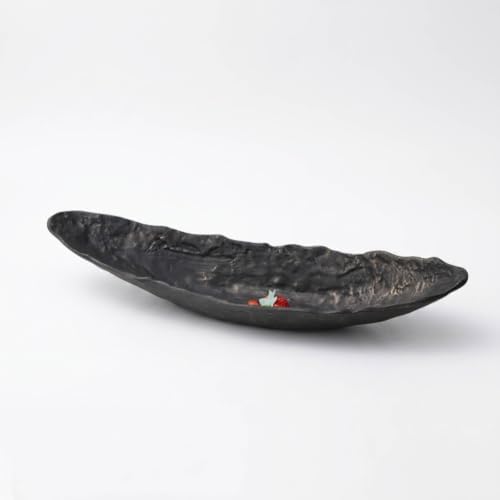 Decorative Serving Tray Cast Aluminum Artistic Centerpiece Multipurpose Bowl Long Boat Shape Textured Surface Suitable for Room, Bronze Gold, Small 520x140x100mm - Image 3