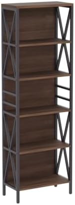 HOMISSUE Tall Bookshelf, 6-Tier Book Shelf, Rustic Wood Metal Bookshelves and Bookcases, Freestanding and Industrial Open Bookcase for Home Office, Living Room and Bedroom, Vintage Brown - Image 5