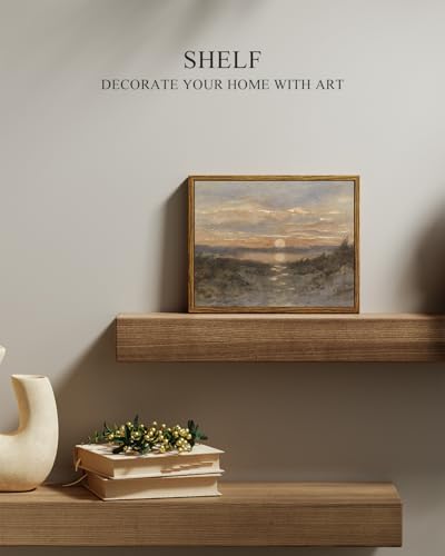 InSimSea Framed Canvas Wall Art, Vintage Coastal Landscape Painting, Rustic Nature Scenery Decor for Living Room Shelf Hallway,10x8 in, Earth Tones - Image 2