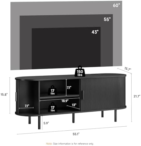 ComfyCorner 55" Mid Century Modern TV Stand with Sliding Doors for 60" TV - Image 2