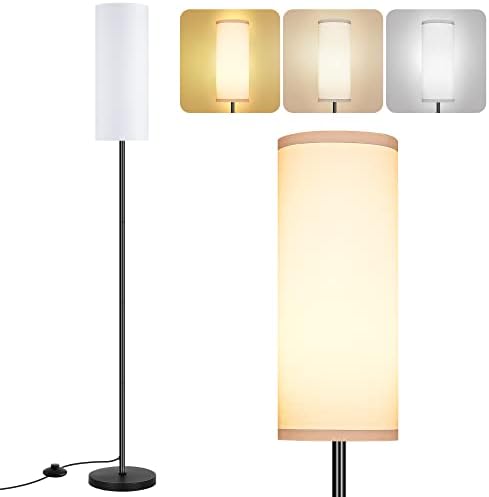 PARTPHONER Modern Standing Lamp with Lampshade, Minimalist Tall Lamp with Foot Switch for Living, Bedroom, Kids Room, Office by PARTPHONER