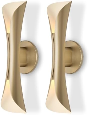 Tubicen Wall Sconces Set of 2, Dimmable Hardwired Wall Lights, Gold, 15.7" by TubicenLighting