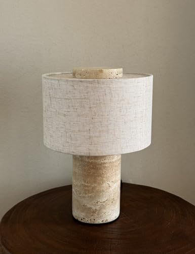 BSOD Travertine Lamp, Rechargeable 10 Inch Stone Table Lamp Marble Wabi Sabi Light Fixture Cordless Touch Dimmable LED Decor for Console, Side, Entryway, Foyer, Counter(Rechargeable Travertine Lamp) - Image 4