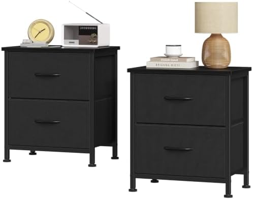 Sweetcrispy Nightstands Set of 2 with 2 Storage Drawer, Small Bedside Table by Sweetcrispy