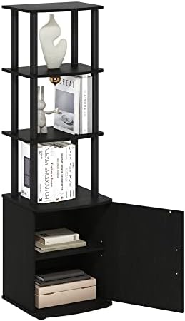 Furinno Turn-N-Tube Tall TV Entertainment Side Table Display Rack with Storage Cabinet, 3-Tier, Blackwood/Black by Furinno-FitsYourSpaceFitsYourBudget