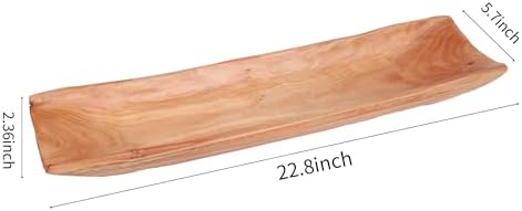 22.8" Hand-Carved Cedar Wood Dough Bowl, Long Fruit Bowl,Natural - Image 2
