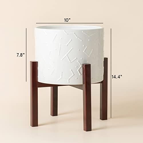 LA JOLIE MUSE Ceramic Pot for Plants, 10 Inch Indoor Planter with Stand - Image 7