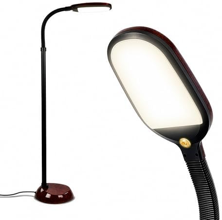 Brightech Litespan - Bright LED Floor Reading Lamp for Over Chair Crafts and Reading, Estheticians' Light for Lash Extensions, Adjustable Standing Lamp for Living Room, Bedroom, Office - Havana Brown by Brightech