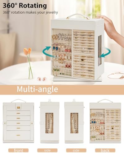AKOZLIN 6-Tier Jewelry Box Organizer 5 Drawers Storage XXL White - Image 5