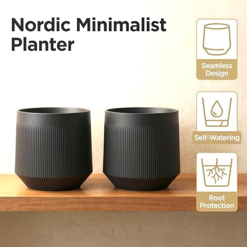 Plant Pots，Set of 2 Plastic Large Pots for Indoor Plants,Flower Pots Outdoor Planters with Drainage Hole and Seamless Saucer,(Gray 12Inches) - Image 3
