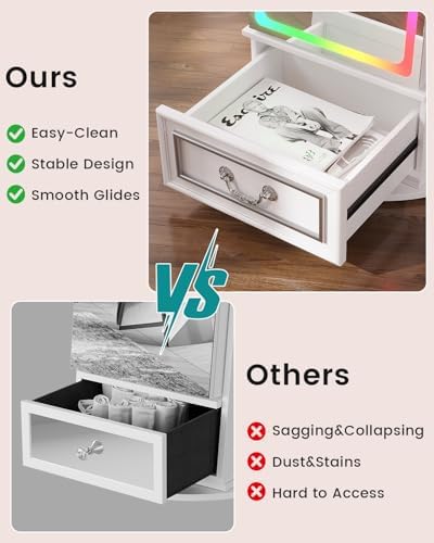 Vlsrka LED Mirror Jewelry Cabinet with Lights, 360° Swivel, White - Image 5