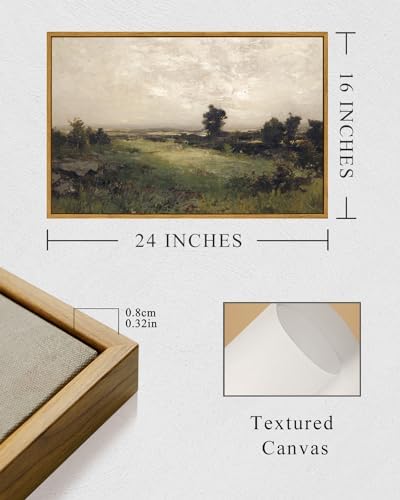 InSimSea Framed Canvas Wall Art Vintage Decor, Landscape Wall Art Room Decor, Large Classical Scenery Valley Grassland Paintings Wall Decor, Home Decor for Living Room Bedroom Office, 16"x24" - Image 5