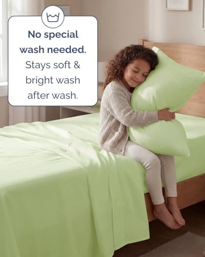 Twin Size 3 Piece Sheet Set - Comfy Breathable & Cooling - Light Sage Green - Image 6