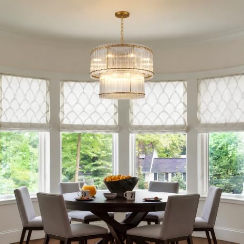 3-Tier Modern Gold Round Chandelier, 37" Water Ripple Crystal Glass Chandeliers for High Ceiling,16-Lights Luxury Adjustable Hanging Chandelier for Living Room, Foyer, Staircase, Dining Room, - Image 6