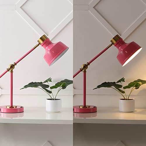 JONATHAN Y Allegra Metal Task Desk Lamp USB Port 18.5", Pink/Brass Gold - Image 3