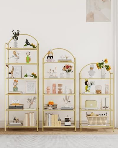 Hzuaneri Bookcase Bookshelf, Tempered Glass Bookshelves - Image 7