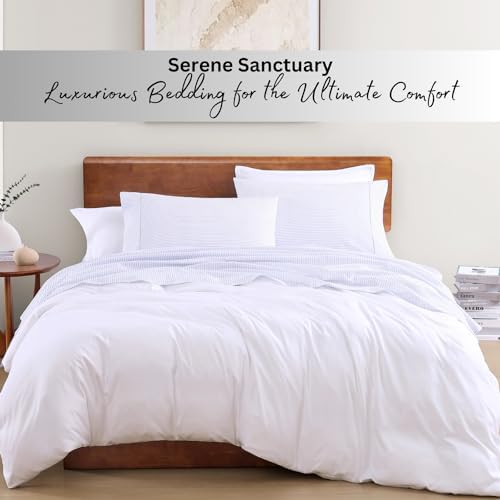 LANE LINEN Full Size Bed Sheets 100% Organic Cotton Soft - Ticking Stripe - Image 7