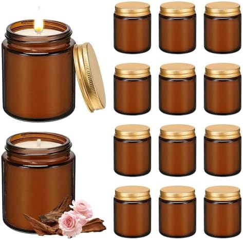 12 Pack 8 oz Rose Sandalwood Scented Soy Candles, Bulk Glass Jar Candles, Aromatherapy Candles for Home, Office, Wedding, Party & Gifts by Veiuwa