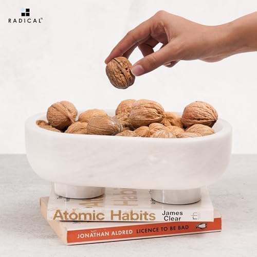 Radicaln Marble Oval Bowl with Stand 10" Decorative Bowl for Table Decor - Image 4