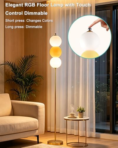 Lightdot Orange Floor Lamp RGB 3 Globe Floor Lamp Dimmable Modern Lamp 63In - Image 2