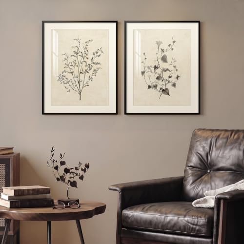 Framed Vintage Neutral Botanical Wall Art for Bedroom, 2 Piece 16x20 In - Image 2