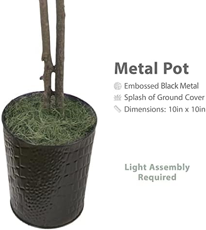LCG Florals 6ft Artificial Ficus Tree in Black Metal Pot - Real Wood Trunk, No Maintenance Indoor Faux Plant - Living Room, Home & Office Decor - Image 3