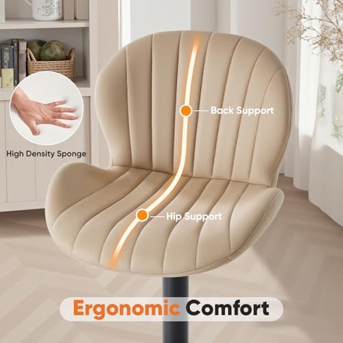 Sweetcrispy Bar Stools Set of 4, Swivel Adjustable Height Fabric Bar Chair - Image 4