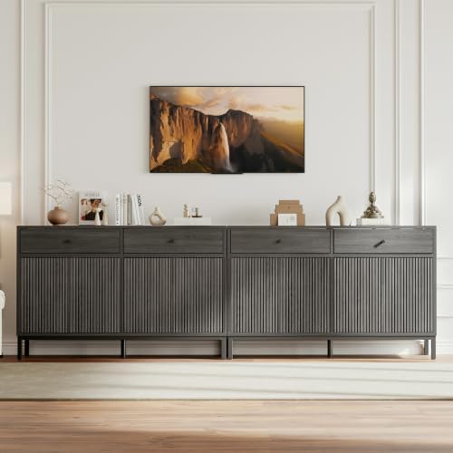 Mericonia Sideboard Buffet Cabinet Storage, Modern Wood Console Fluted Credenza - Image 5