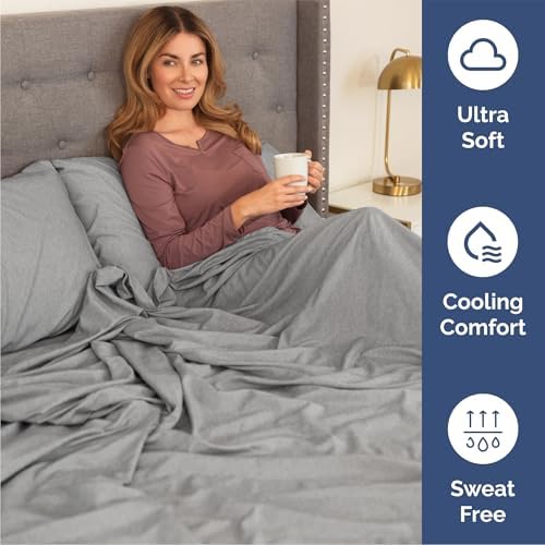 Queen Size 4 Piece Sheet Set - Breathable & Cooling Sheets - Heathered Grey - Image 4