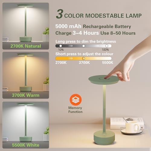 Cordless Rechargeable Table Lamps,Portable Battery Desk Lamp - Image 3