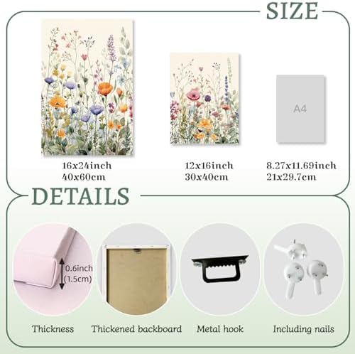 LLEEMPI Framed Colorful Floral Wall Art Set of 3, 16x24 Canvas Prints - Image 7
