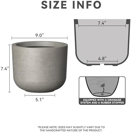 Kante Small Round Capsule Weathered Concrete Planter 9" Dia, Outdoor - Image 2