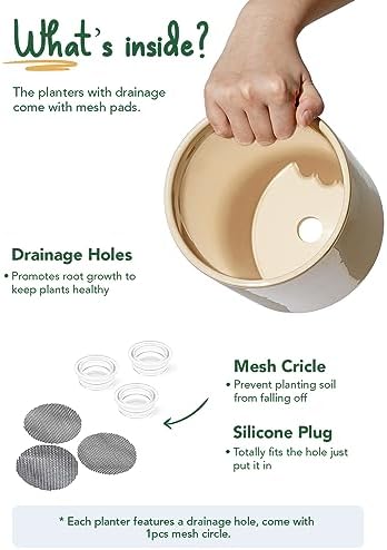 LE TAUCI 10+8+6 Inch Ceramic Pots for Plants, Indoor Planters with Drainage Hole and Plug, Modern Cylinder Flower Pots Set of 3 for Living Room and Bedroom, Glossy, Sand Beige - Image 6