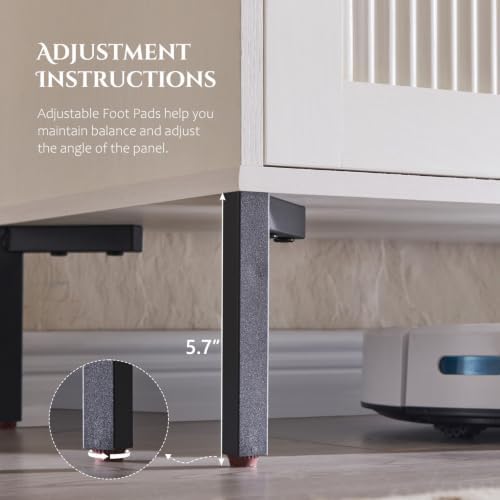 IFBUY 123.5" W Mid Century Modern TV Stands for Living Room, White - Image 7