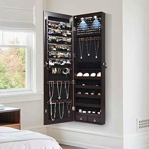 GIANTEX Wall or Door Mounted Jewelry Armoire with Full Length Mirror, 47.5" - Image 3