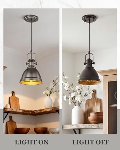 Oil Rubbed Bronze Pendant Light for Kitchen Island, 8" Metal Shade - Image 6