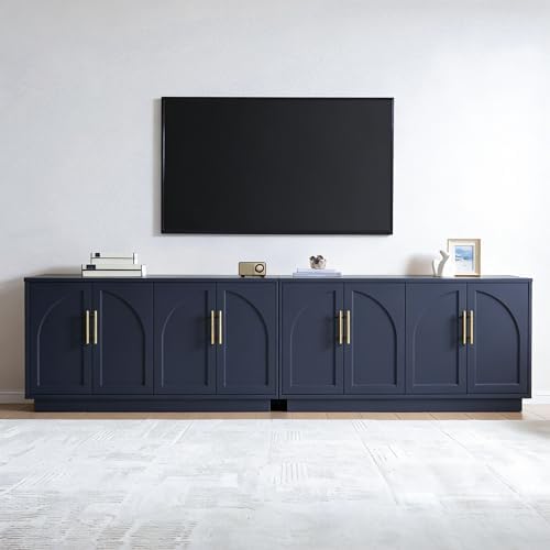 Fatmok Buffet Cabinet with Storage, 59'' Modern Arched Sideboard Cabinet w/Adjustable Shelves, Wood Media TV Console Table Credenza for Living Room Hallway Entryway, Dark Blue - Image 6