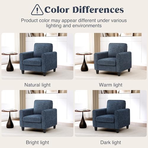 Accent Chairs Set of 2 for Living Room, Mid Century Modern Upholstered Living Room Chair, Chenille Reading Armchair for Apartment, Waiting Room, Office, Blue - Image 6