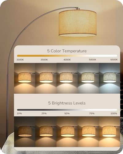EDISHINE Bronze Modern Floor Lamp with Remote, 78.3" Tall Arc Standing Lamp - Image 3