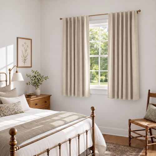Linen Textured Total Blackout Curtains for Bedroom 63 Inches Long, Oatmeal - Image 5