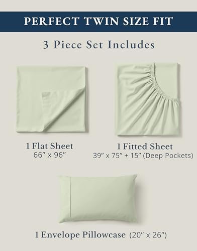LANE LINEN 100% Organic Cotton Twin Sheets, Soft & Comfy Percale Weave Mercerized Fully Elasticized Reinforsed Seam Naturally Temperature Regulating Cotton Sheets Twin- Mineral - Image 4