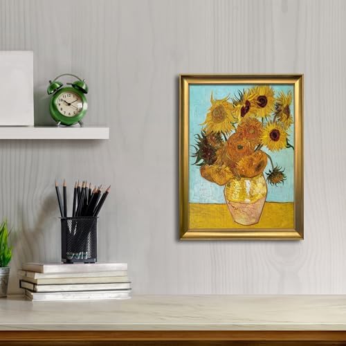 Wieco Art Framed Wall Art Canvas Prints of Sunflower by Vincent Van Gogh Paintings Reproduction Abstract Wall Decorations for Living Room Bronze Gold Frame - Image 2