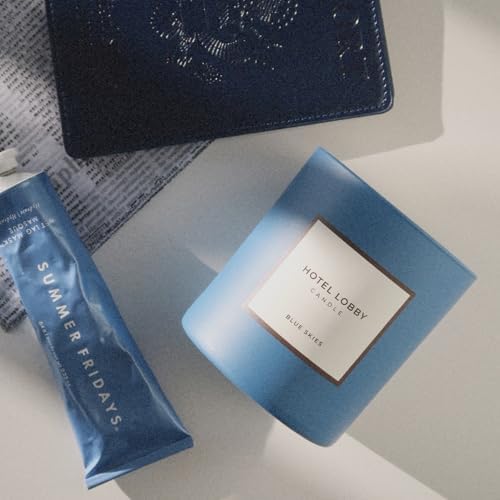 Hotel Lobby Blue Skies Candle – Luxury Hand-Poured 9.75oz Soy Wax with Champagne, Vintage Leather, Mahogany, and Smoke – Infused with Essential Oils, 65-Hour Burn Time, Reusable Vessel, Clean Burn - Image 2