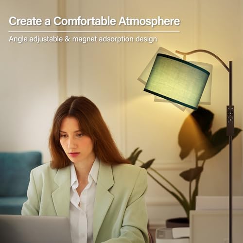 BoostArea Floor Lamp for Living Room,Arc Floor Lamp Remote Control,Stepless Dimmable Brightness & Colors Temperature 2700k-6500k,Foot Switch,Modern Standing Lamp for Bedroom Study Room Office,Green - Image 4