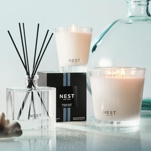 NEST New York Reed Diffuser, Ocean Mist & Sea Salt - 5.9 fl oz - Fragrance for Up to 90 Days - Reusable, Refillable Glass Holder - Includes 8 All-Natural Reed Sticks - Flame Free - Image 6