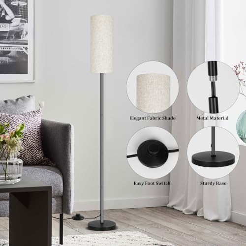 PARTPHONER Floor Lamp for Living Room, Modern Standing Lamps with Lampshade, Minimalist Tall Lamp with Foot Switch for Living Room, Bedroom, Kids Room, Office(Bulb Not Included) - Image 3