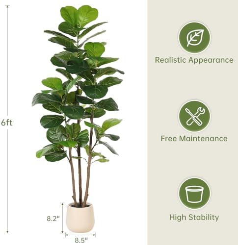 Realead 6ft Fiddle Leaf Fig Tree Artificial with Tall Exquisite Planter - Image 5