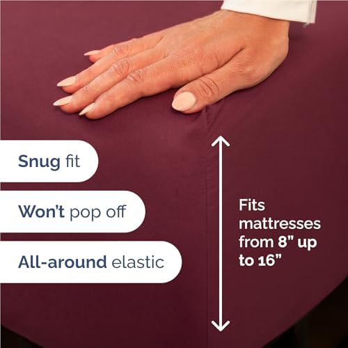 Full Size 4 Piece Sheet Set - Comfy Breathable & Cooling Sheets - Burgundy - Image 3