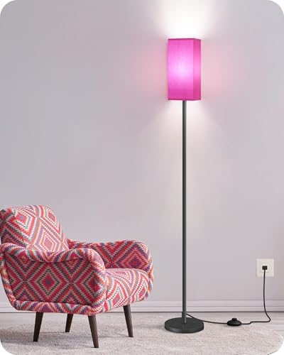 Floor Lamp, Pole Lamp with Foot Switch, Modern Standing Lampshade, Minimalist Freestanding Lamp (Bulb Not Included), for Living Room, Bedroom ETL Listed, Pink Purple and Black Z07LD05 - Image 2
