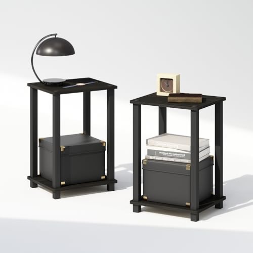 Furinno Simplistic Set of 2 Toolless 2-Tier Night Stand, Espresso by Furinno-FitsYourSpaceFitsYourBudget